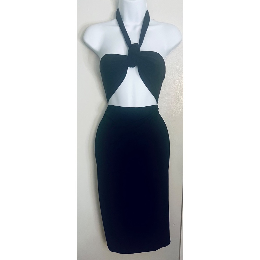 ASOS Black Cut-Out Midi Dress